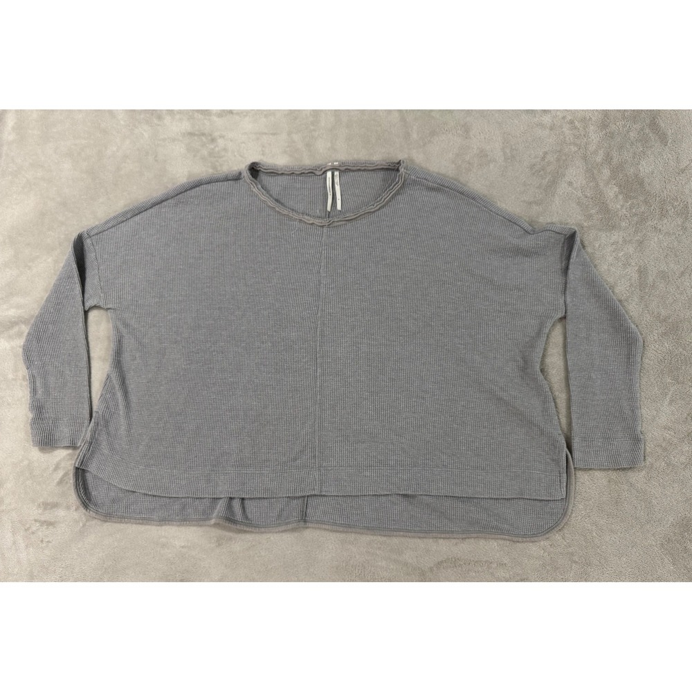 By Anthropologie Grey Waffle Knit Thermal Oversized Slouchy Top Loungewear Small